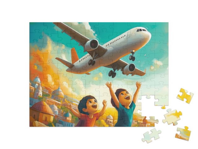 Puzzel 100 stukjes „Gejuich bij het opstijgen“