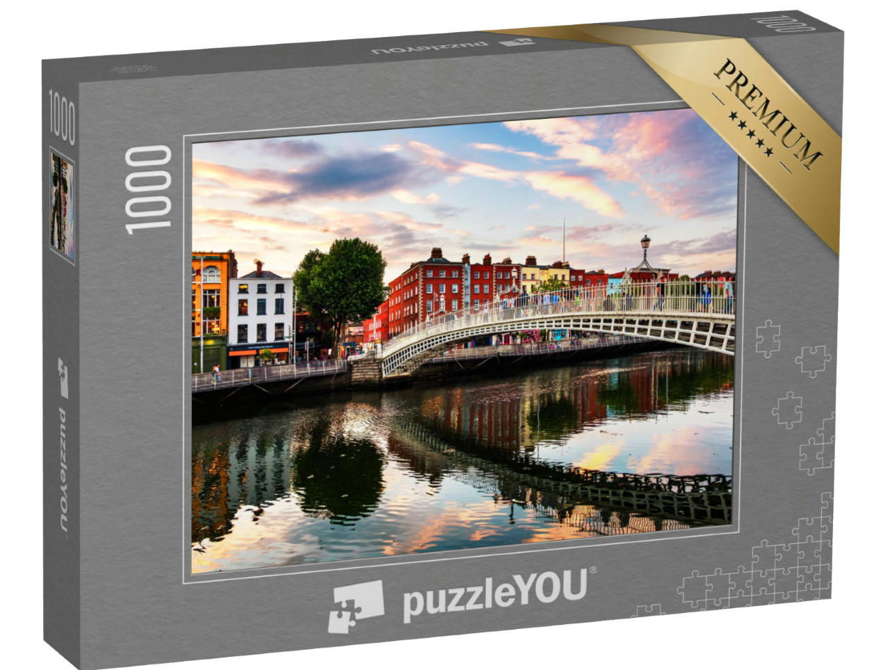 Puzzel 1000 stukjes „Prachtige zonsondergang bij de Ha'penny Bridge, Dublin, Ierland“