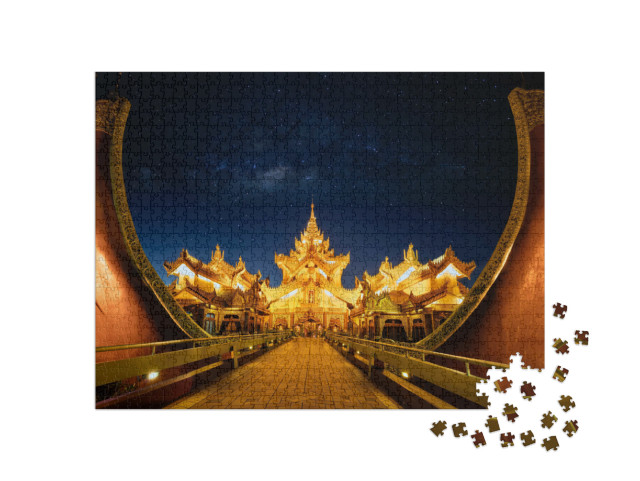 Puzzel 1000 stukjes „Fascinerend Karaweik Paleis, Yangon, Myanmar“
