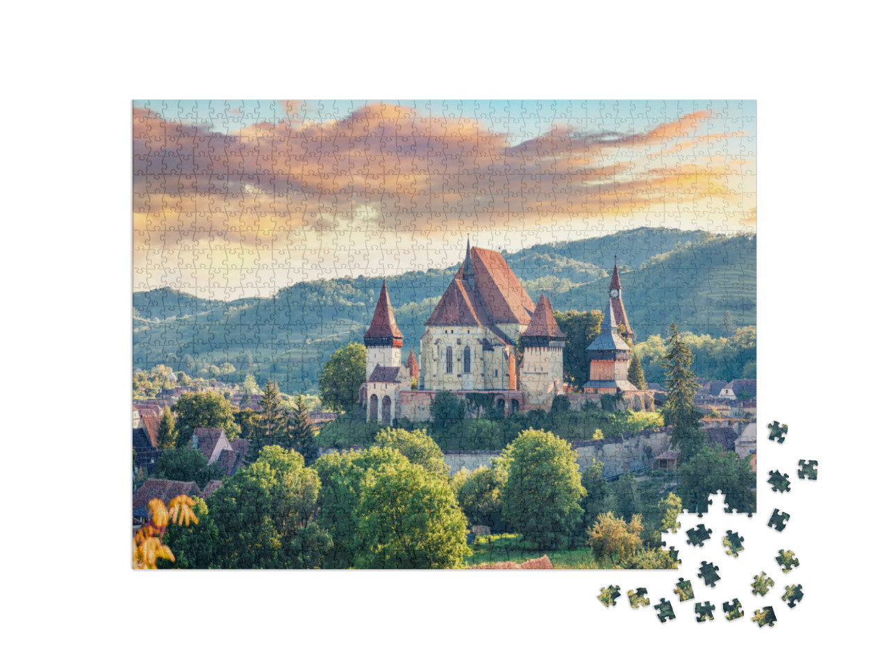 Puzzel 1000 stukjes „De versterkte kerk van Biertan, UNESCO werelderfgoed, Roemenië“