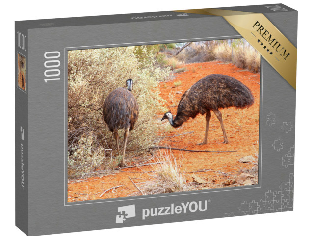 Puzzel 1000 stukjes „Emoes in de rode woestijn bij Uluru, Ayers Rock“