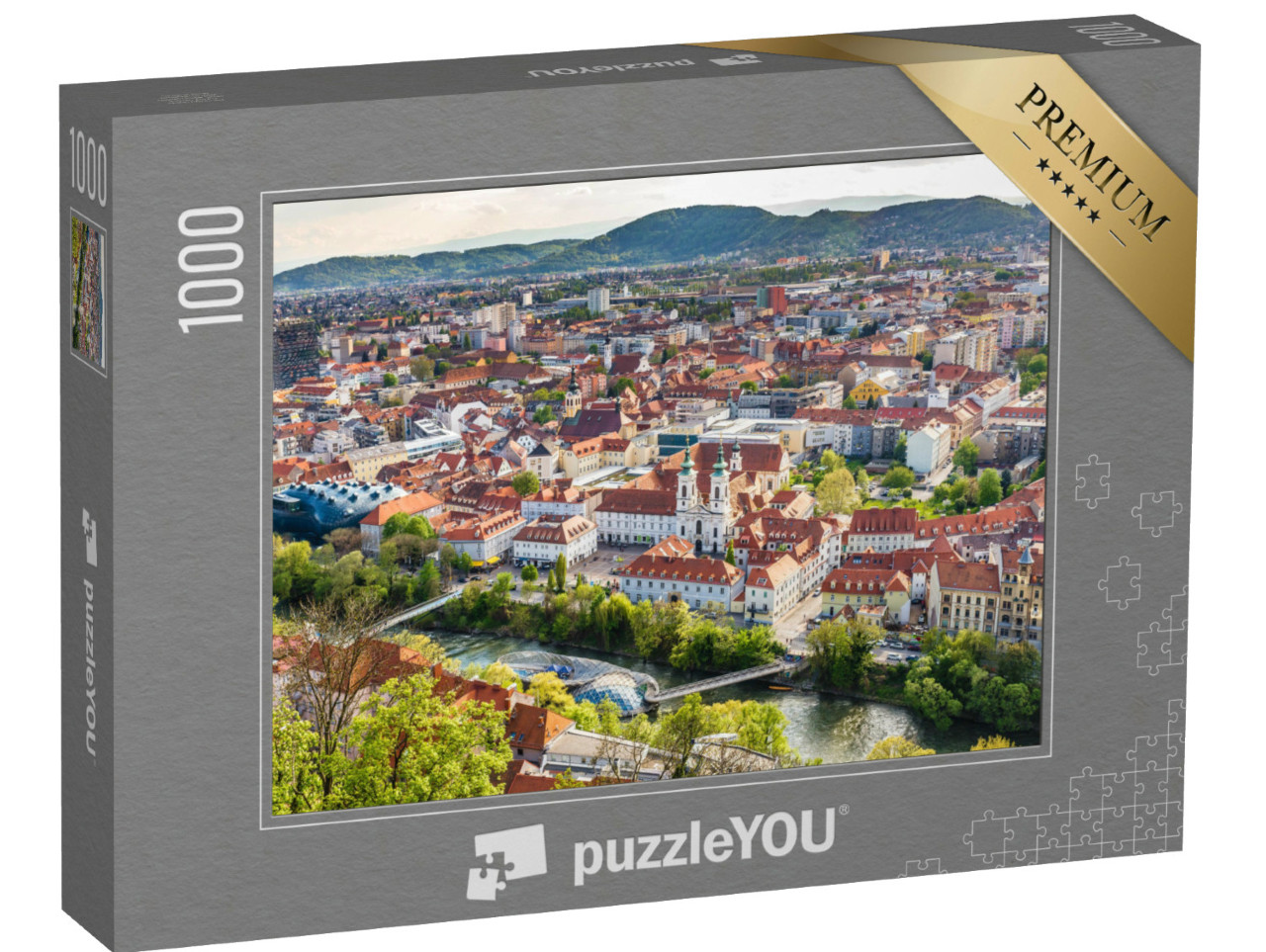 Puzzel 1000 stukjes „Luchtfoto van het centrum van Graz, Oostenrijk“