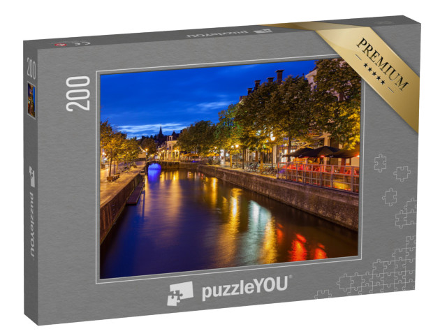 Puzzel 200 stukjes „Grachten door de prachtige stad Leeuwarden, hoofdstad van Friesland“