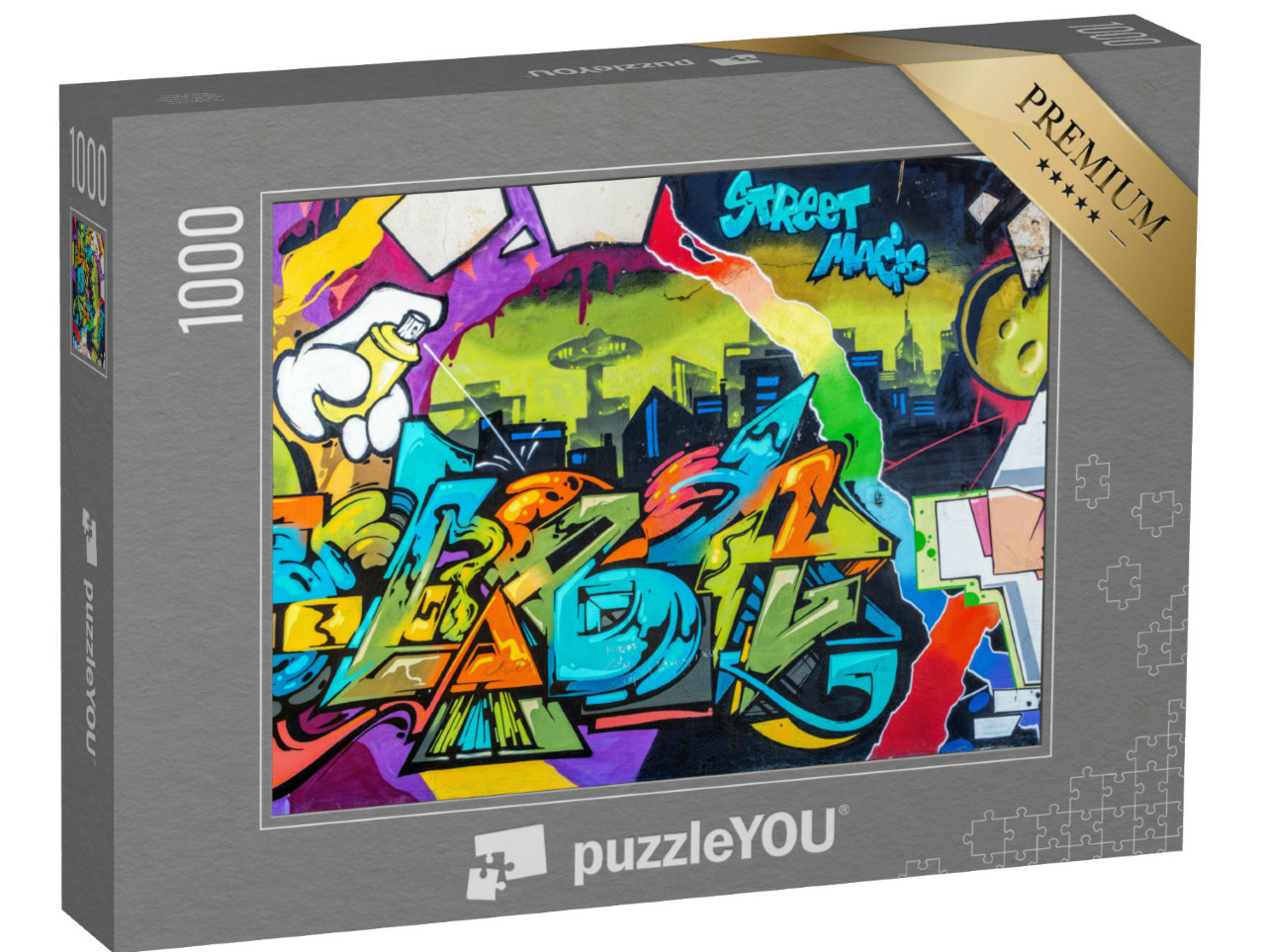 Puzzel 1000 stukjes „Muur is versierd met abstracte tekeningen“
