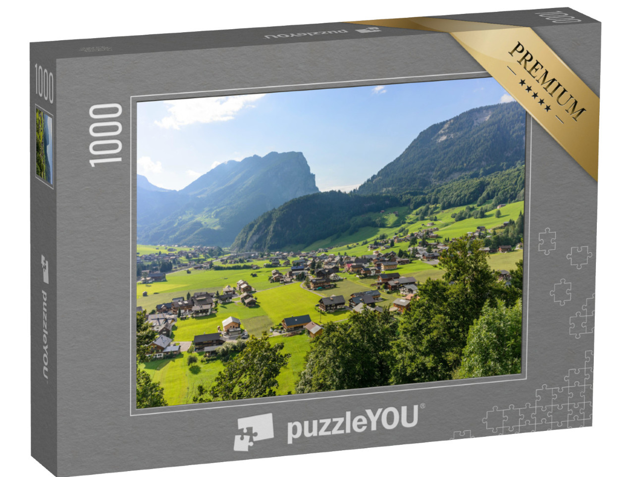 Puzzel 1000 stukjes „Panoramisch uitzicht op Schoppernau, Vorarlberg, Oostenrijk“