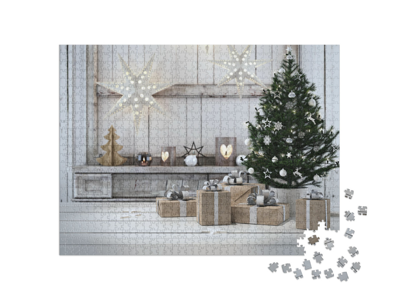 Puzzel 1000 stukjes „Kerstversiering en cadeaus“