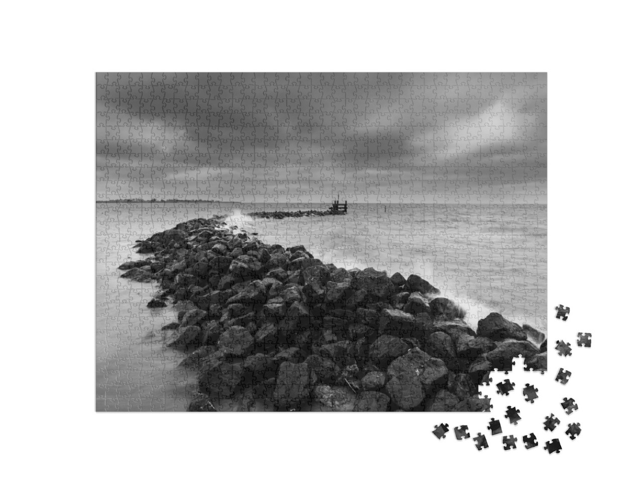 Puzzel 1000 stukjes „Stenen dammen in het Markermeer“