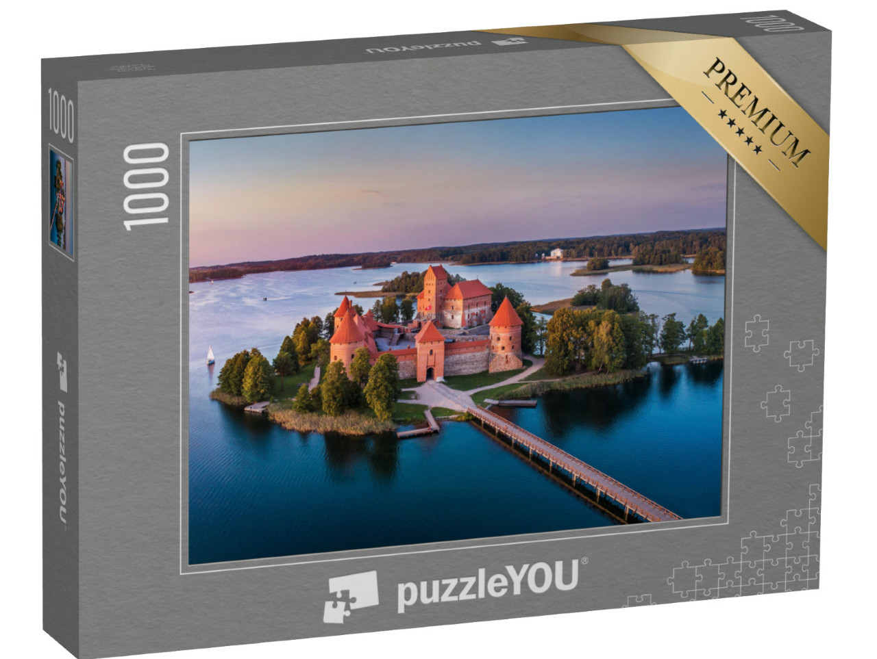 Puzzel 1000 stukjes „Kasteel van Trakai: middeleeuws gotisch eilandkasteel, Litouwen“