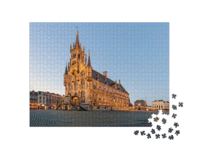 Puzzel 1000 stukjes „Gouda de stad van de populaire kaas“