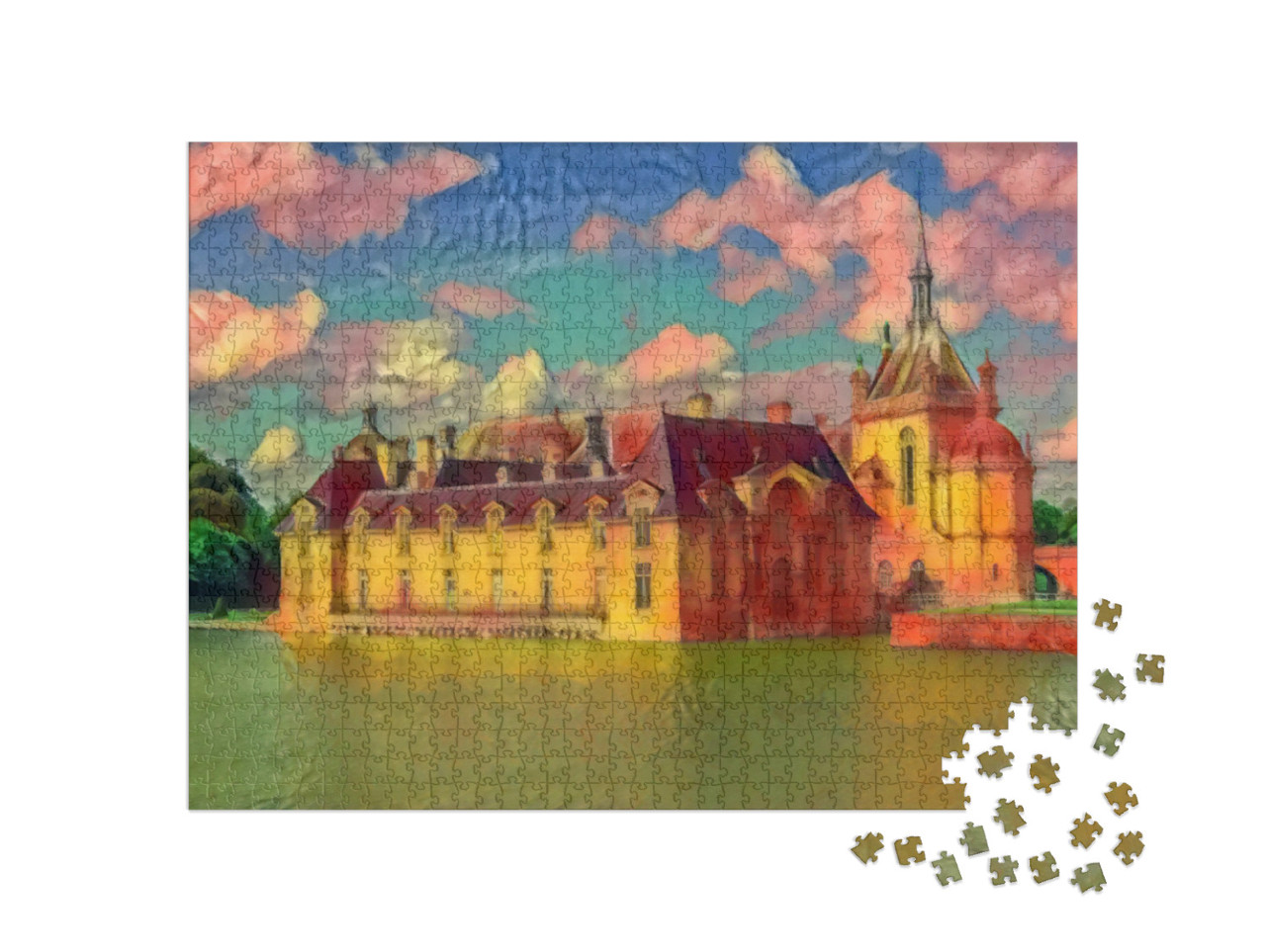 Puzzel 1000 stukjes „in de kunststijl van Franz Marc - Chateau de Chantilly“
