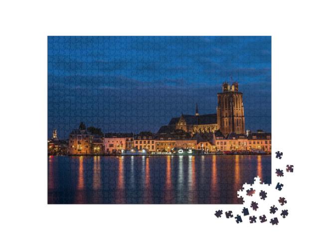 Puzzel 1000 stukjes „Skyline van de stad Dordrecht, Nederland“