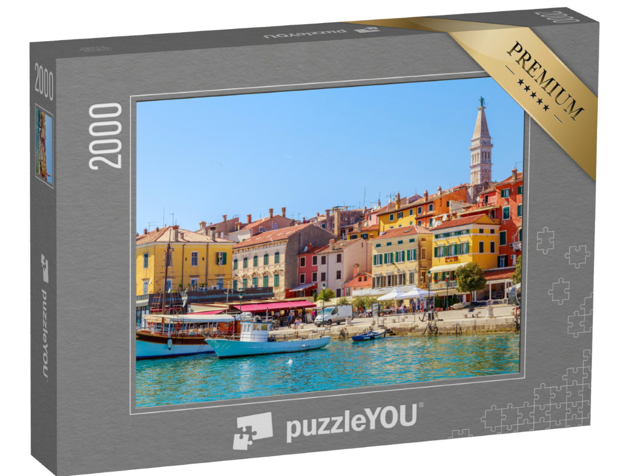 Puzzel 2000 stukjes „Kleurrijk Rovinj met haven, Istrië, Kroatië“
