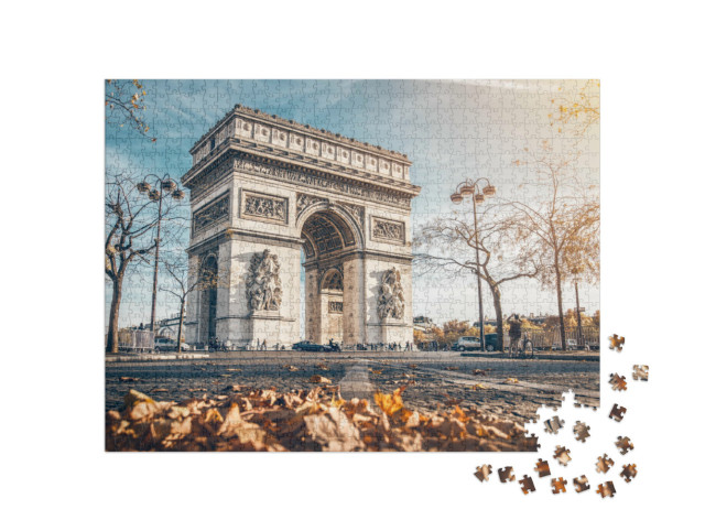 Puzzel 1000 stukjes „Arc de Triomphe: Parijs in de herfst, Frankrijk“