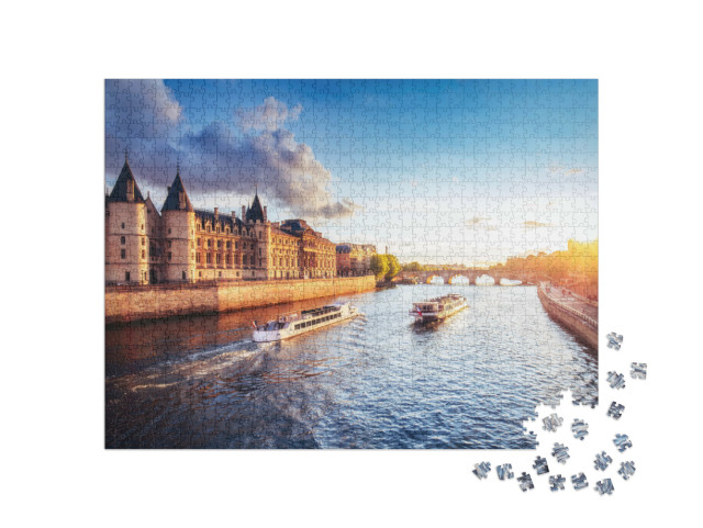 Puzzel 1000 stukjes „Zonsondergang over het Île de la Cité in Parijs“