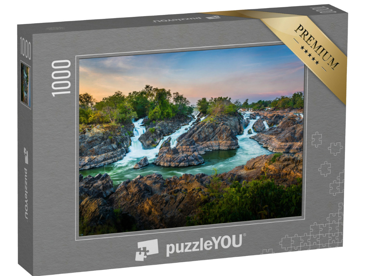 Puzzel 1000 stukjes „Adembenemend gebied met 4000 eilanden bij Champasak, Laos“