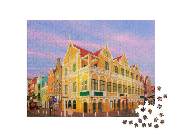 Puzzel 1000 stukjes „Centrum van Willemstad bij schemering, Curaçao, Nederlandse Antillen“