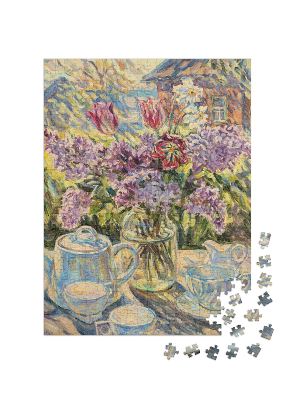 Puzzel 500 stukjes „Stilleven salontafel met bloemen“