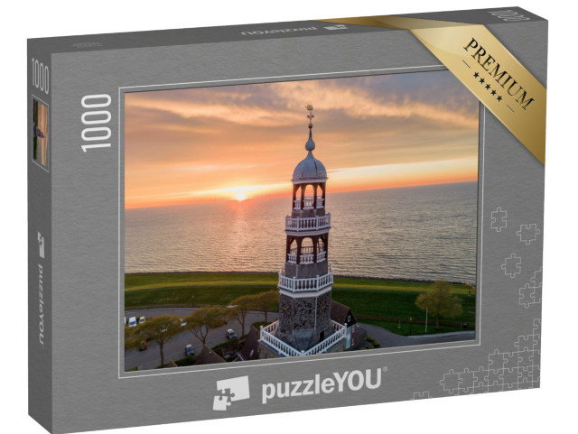 Puzzel 1000 stukjes „Historisch stadje Hindeloopen, naast het IJsselmeer met iconische kerk“