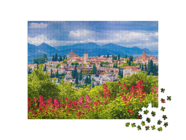 Puzzel 1000 stukjes „Uitzicht op de middeleeuwse wijk Albaicin in Granada, Spanje“