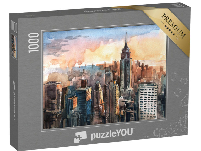 Puzzel 1000 stukjes „Aquarel van Manhattan“