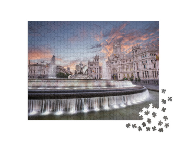 Puzzel 1000 stukjes „Communicatiepaleis en Cibeles Plaza, Madrid, Spanje“