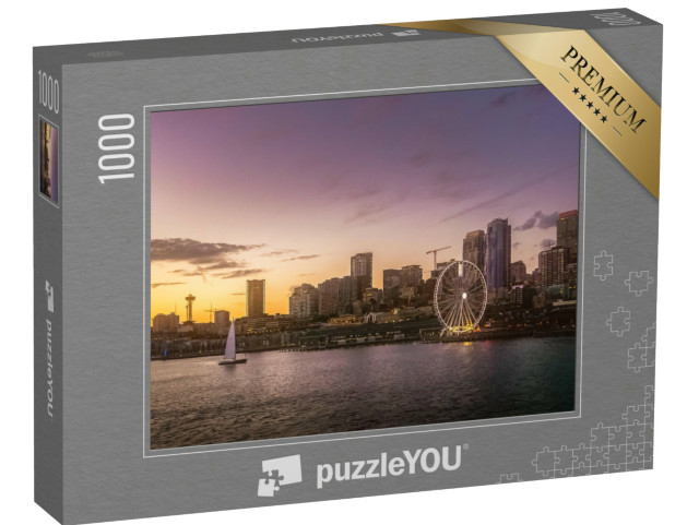 Puzzel 1000 stukjes „Elliott Bay in de schemering, Seattle“