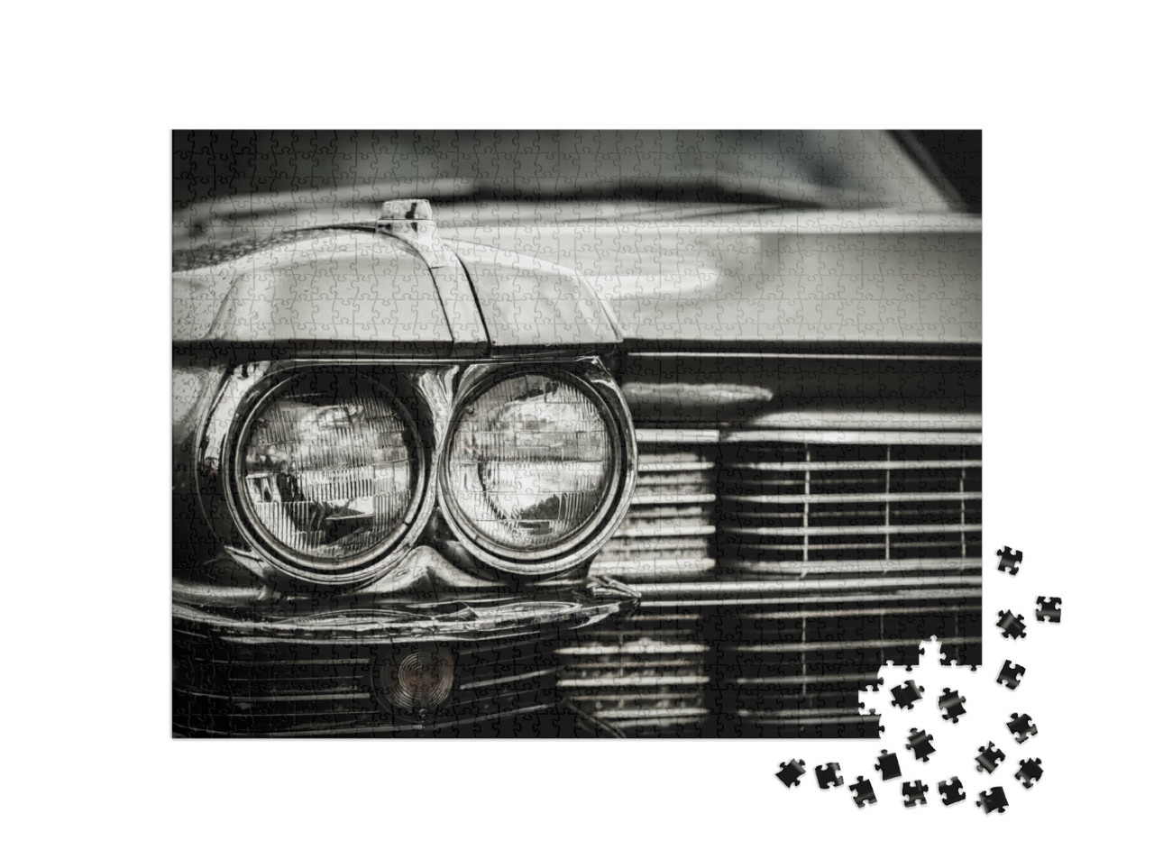 Puzzel 1000 stukjes „Close-up van een gerestaureerde Amerikaanse klassieke auto“