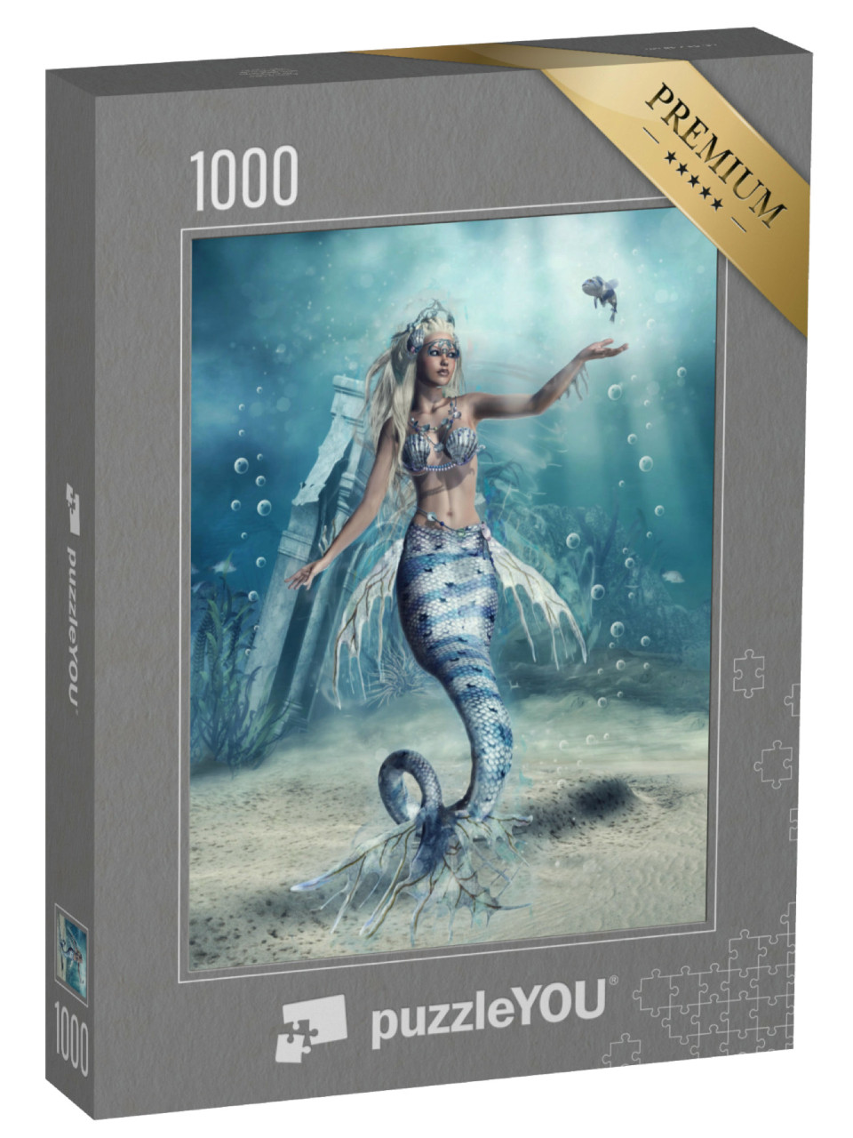 Puzzel 1000 stukjes „Zeemeermin op de fantastische zeebodem“