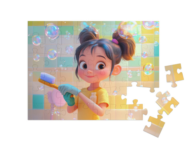Puzzel 48 stukjes „Voorjaarsschoonmaak met zeepbellen“