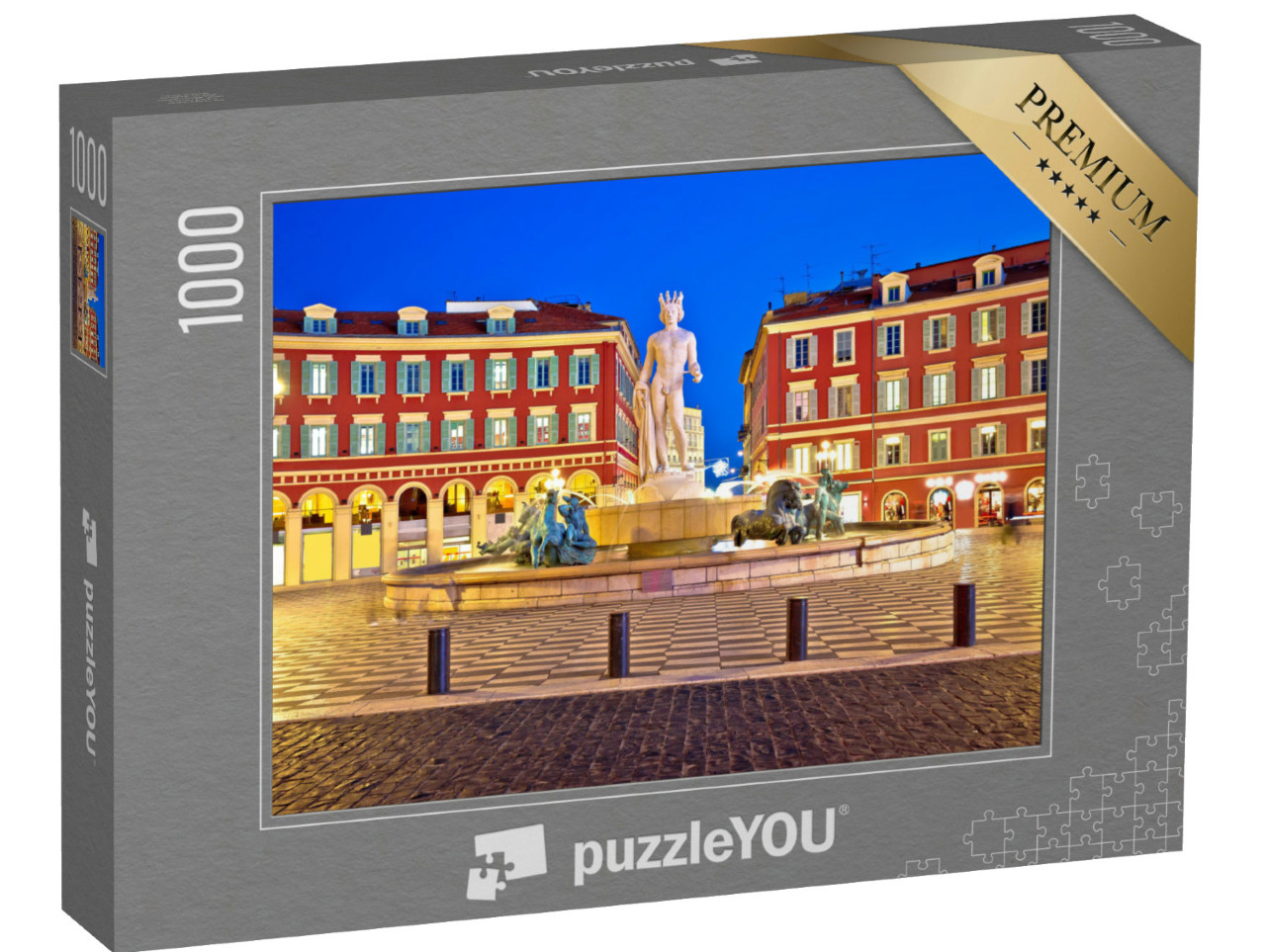 Puzzel 1000 stukjes „Nice: Place Massena in de avond, Frankrijk“