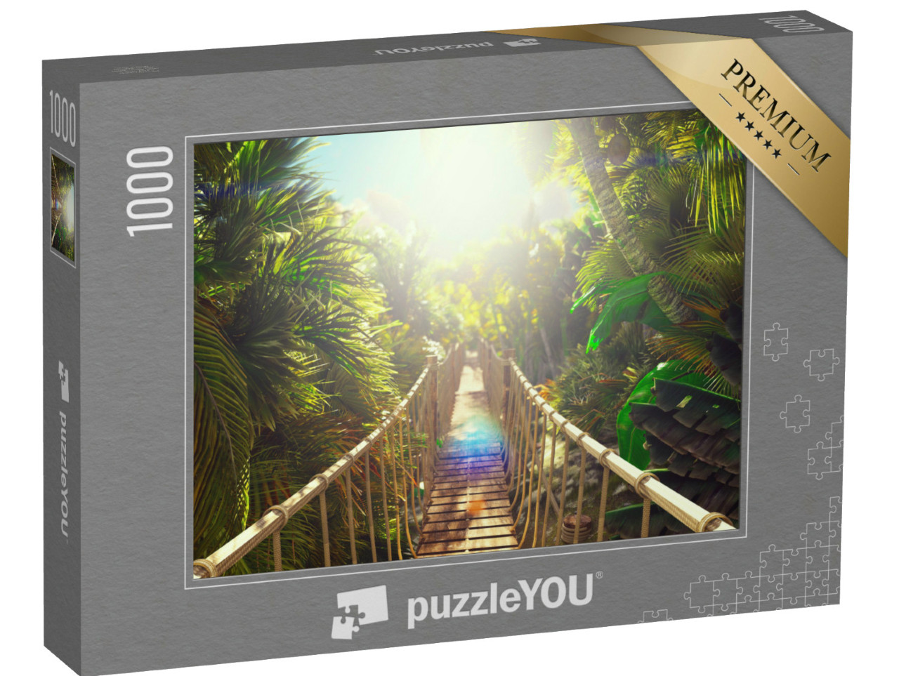 Puzzel 1000 stukjes „Houten brug over de groene jungle“
