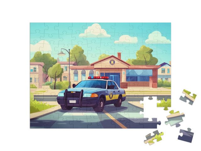 Puzzel 100 stukjes „De politieauto in actie“