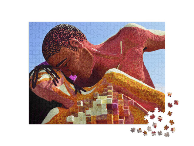 Puzzel 1000 stukjes „Bloemencorso Zundert, een teder, liefhebbend paar“