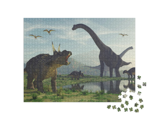 Puzzel 1000 stukjes „Dinosaurussen“