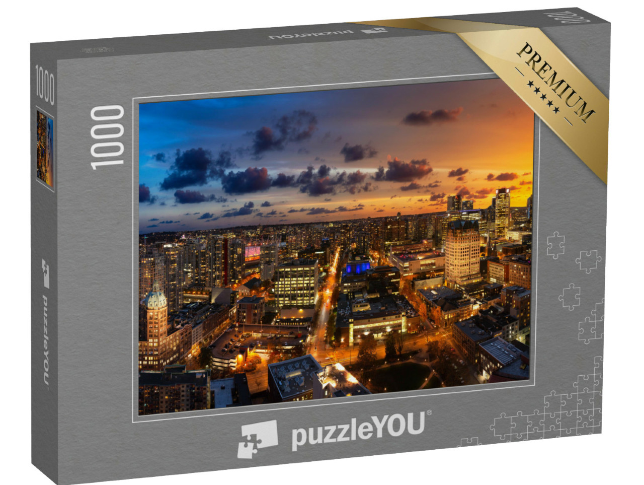 Puzzel 1000 stukjes „Panoramisch uitzicht bij schemering, Vancouver“