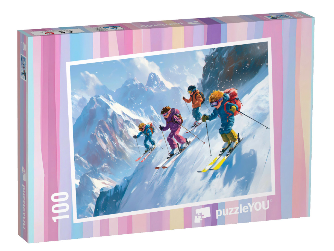 Puzzel 100 stukjes „Samen de piste af racen“