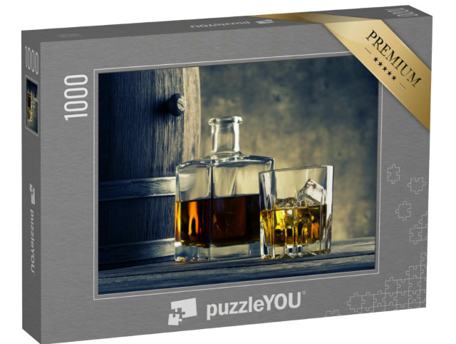 Puzzel 1000 stukjes „Glazen karaf en whiskyvat“