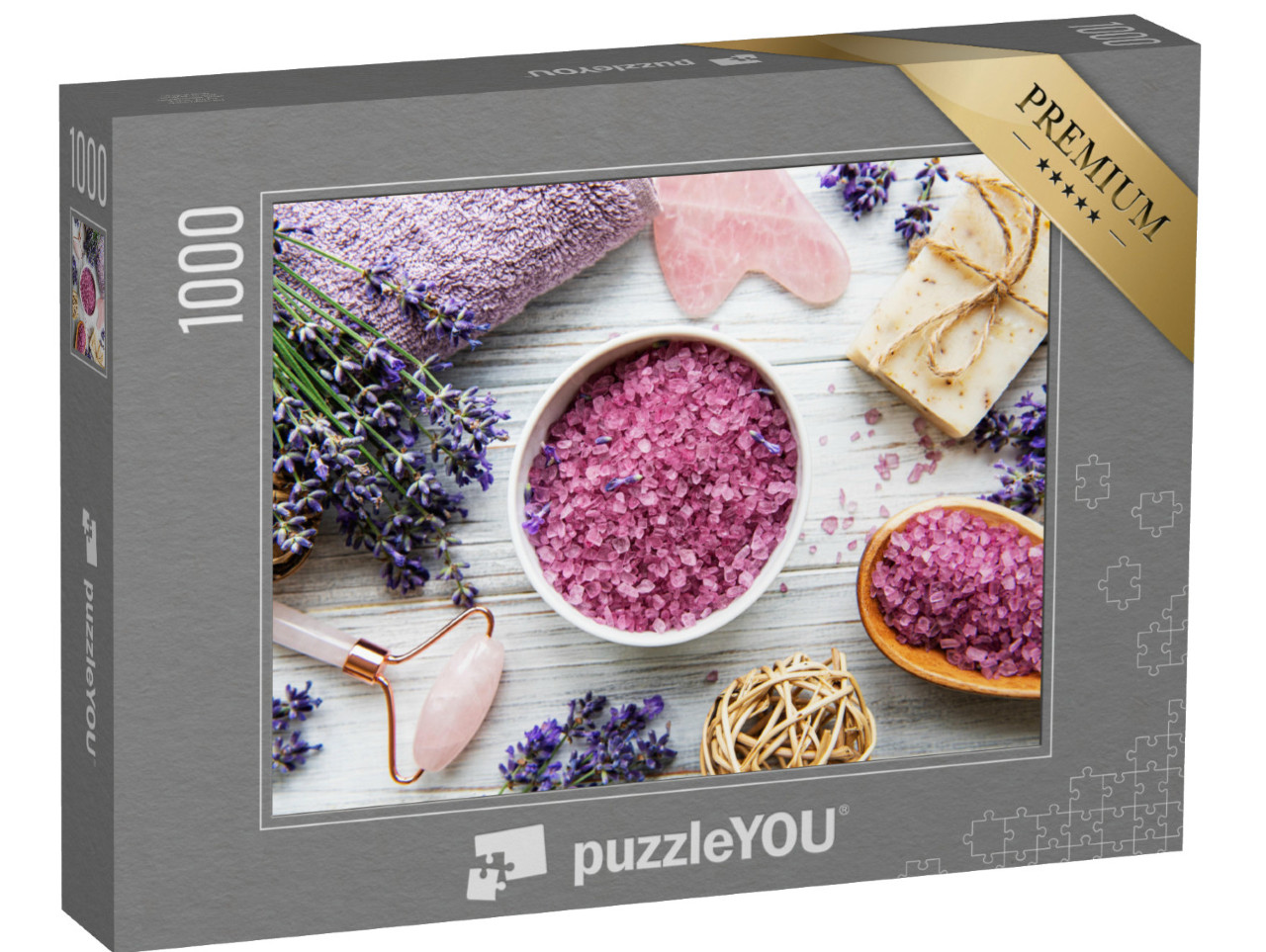 Puzzel 1000 stukjes „Ingrediënten voor natuurlijke SPA cosmetica met lavendel“