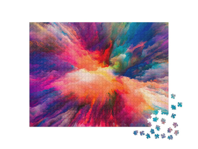 Puzzel 1000 stukjes „Color Splash serie, fractale kleur en rijke textuur“