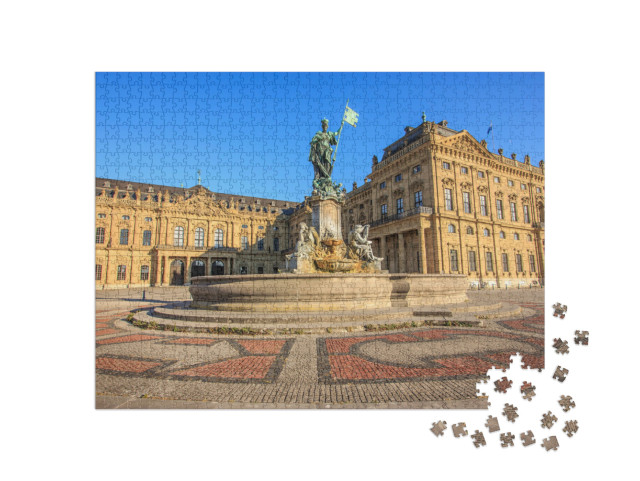 Puzzel 1000 stukjes „Frankonia fontein en de gevel van de Residentie Würzburg“