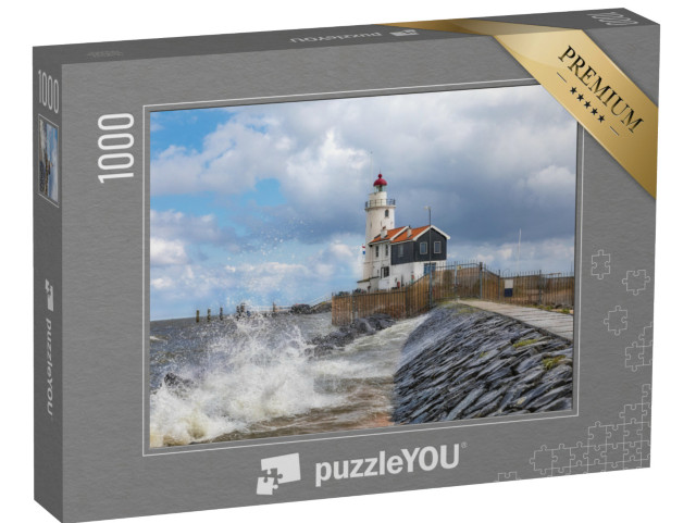 Puzzel 1000 stukjes „Marken, een klein eiland in het Markermeer met een vuurtoren“