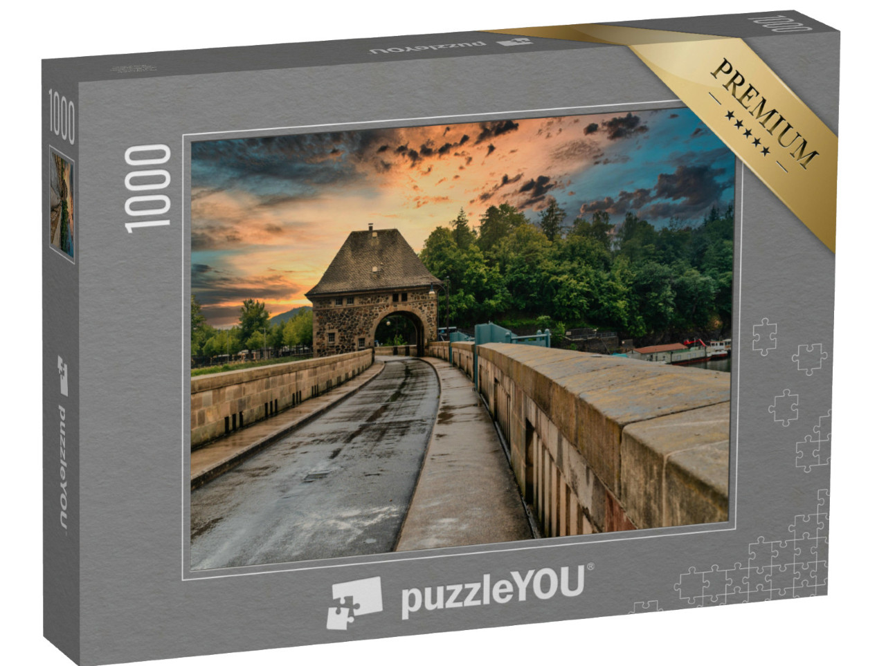 Puzzel 1000 stukjes „Torenkamer met kinderkopjes aan de Edersee in Hessen, Duitsland“