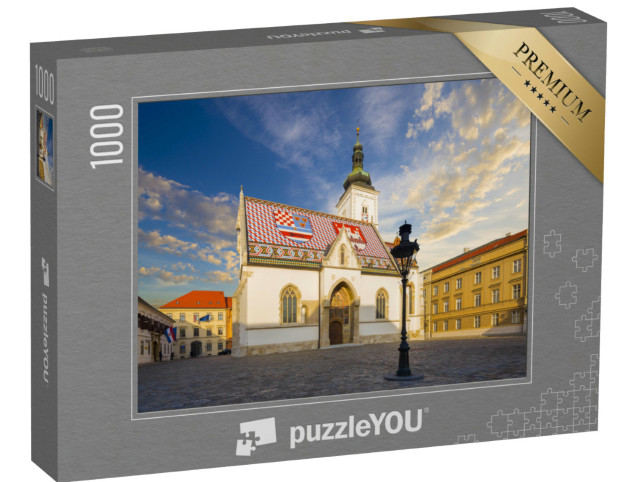 Puzzel 1000 stukjes „Markuskerk op het San Marcoplein in Zagreb, Gornij Grad“