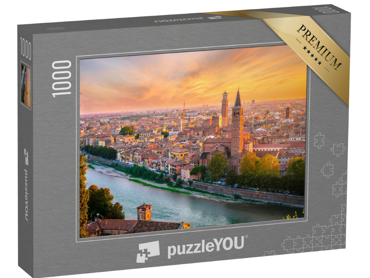 Puzzel 1000 stukjes „Zonsondergang boven Verona, Veneto, Italië“