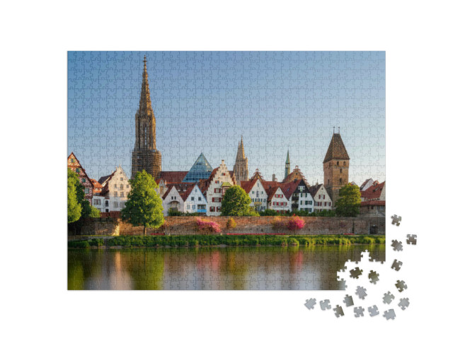 Puzzel 1000 stukjes „Uitzicht van Neu-Ulm naar Ulm op de Donau“