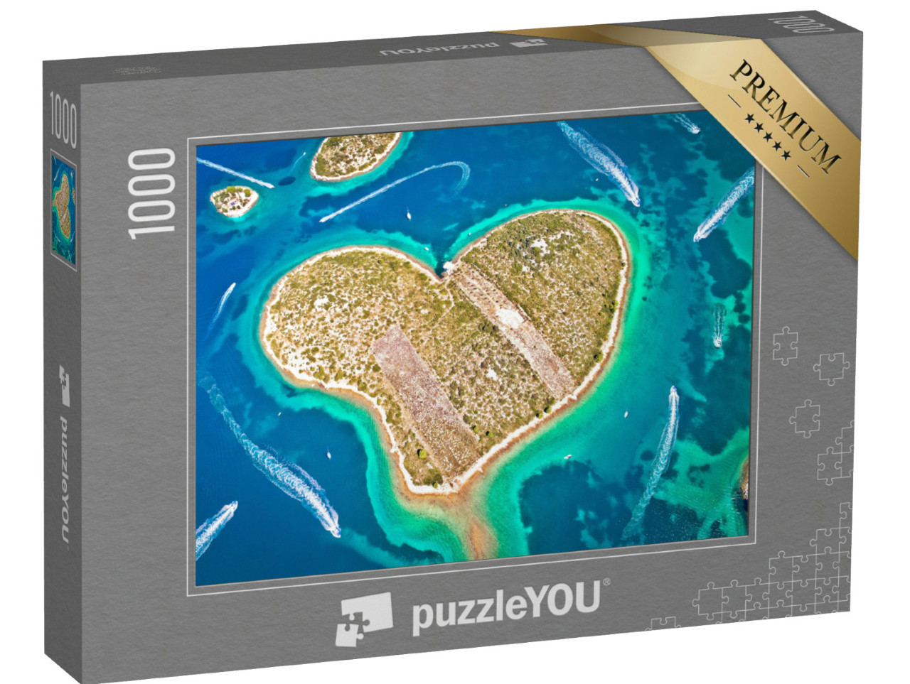 Puzzel 1000 stukjes „Hartvormig eiland Galesnjak in de Zadar-archipel, Kroatië“