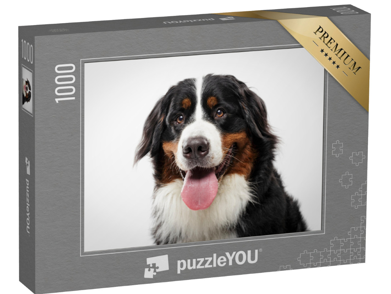 Puzzel 1000 stukjes „Portret van een zwarte Berner Sennenhond“