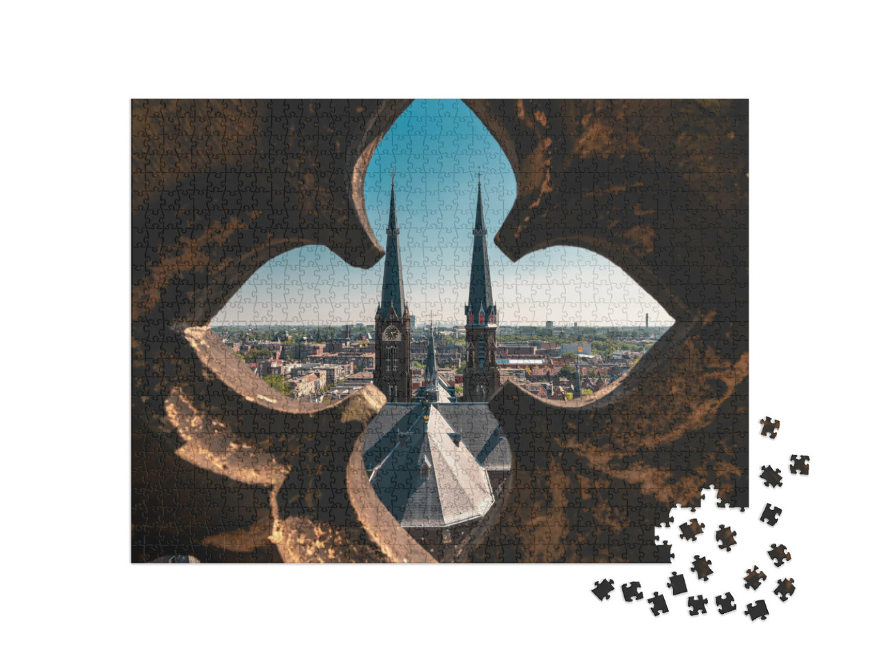 Puzzel 1000 stukjes „Maria van Jessekerk in de stad Delft“