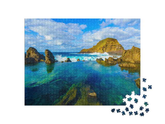 Puzzel 1000 stukjes „Natuurlijke vulkanische lagunebaden in Porto Moniz, Madeira, Portugal“