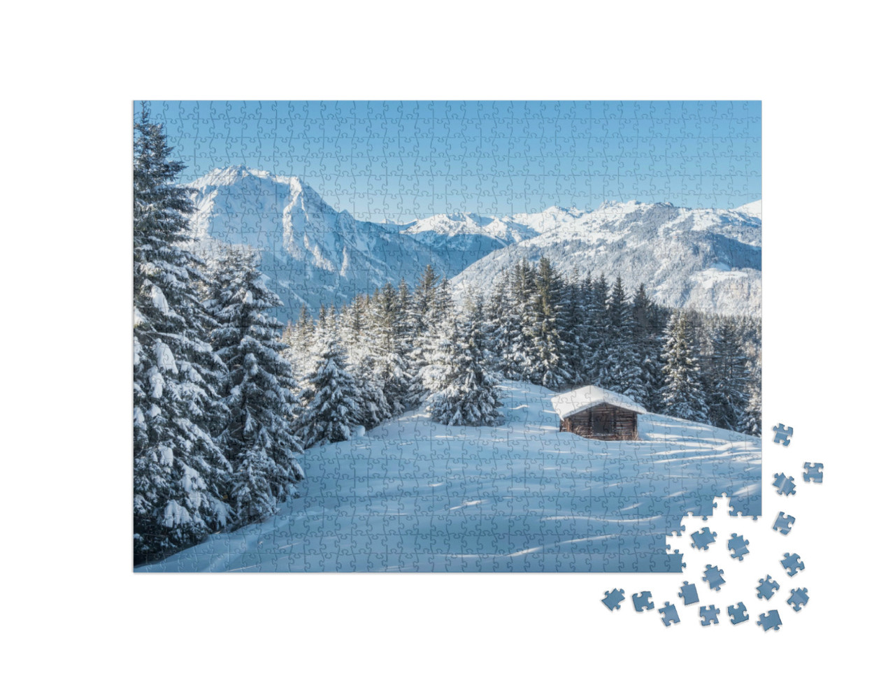 Puzzel 1000 stukjes „Winterlandschap in het Zillertal, Oostenrijk“